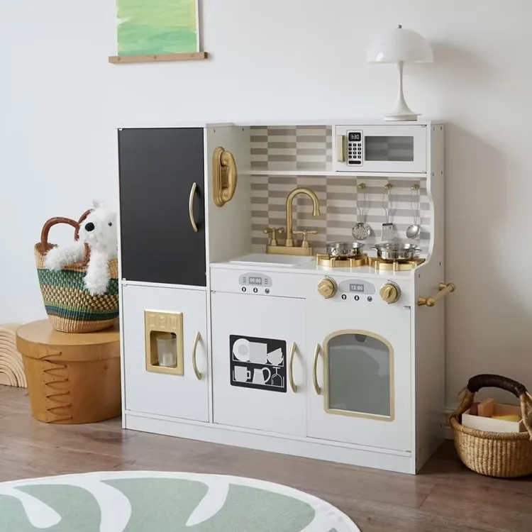 wowoztoys儿童木质厨房过家家玩具女孩做饭木质仿真厨具生日礼物