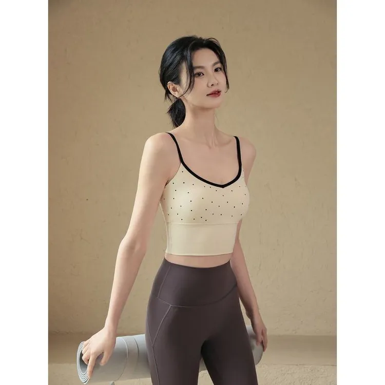 迪卡侬ins【夏季新款】瑜伽吊带背心女一体式外穿防震跑步运动文胸