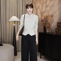 LMENY“结构衬衫”设计感分割线收腰显瘦翻领气质型衬衫25CC009