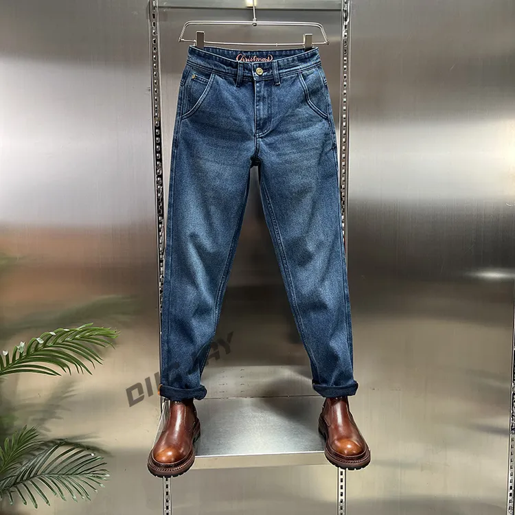 【秋冬新品】复古港风直筒宽松经典猫须设计净版高级感休闲牛仔裤男