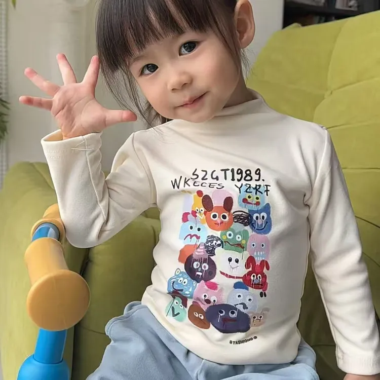 女童纯色保暖打底衫秋冬装洋气高弹半高领加厚长袖百搭儿童T恤潮