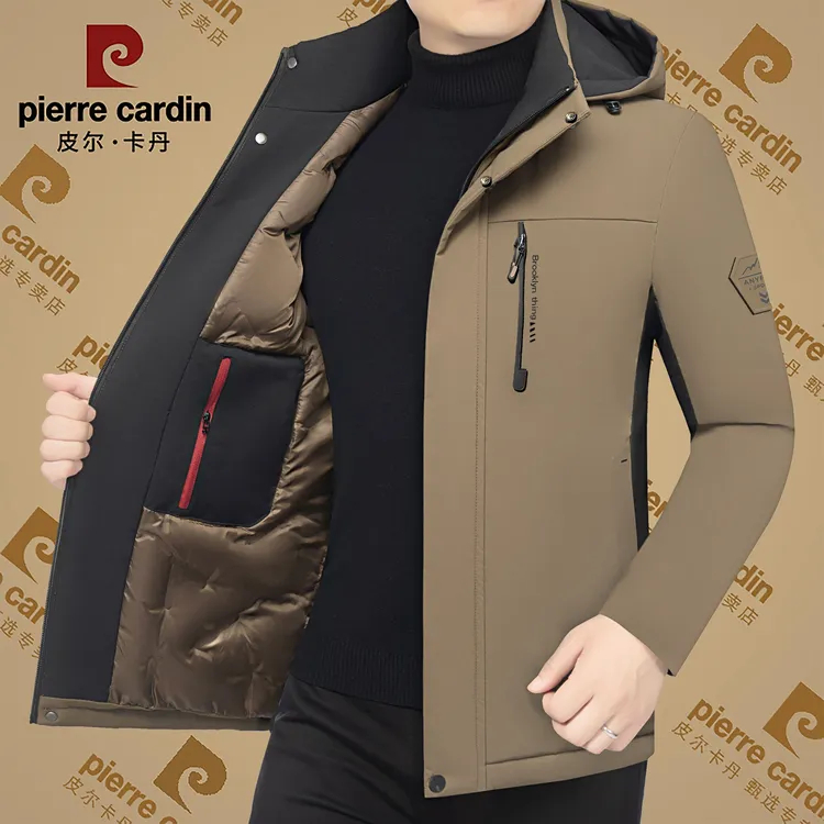 皮尔卡丹冬季新款高档男士可脱帽棉服加厚保暖时尚百搭棉衣外套男