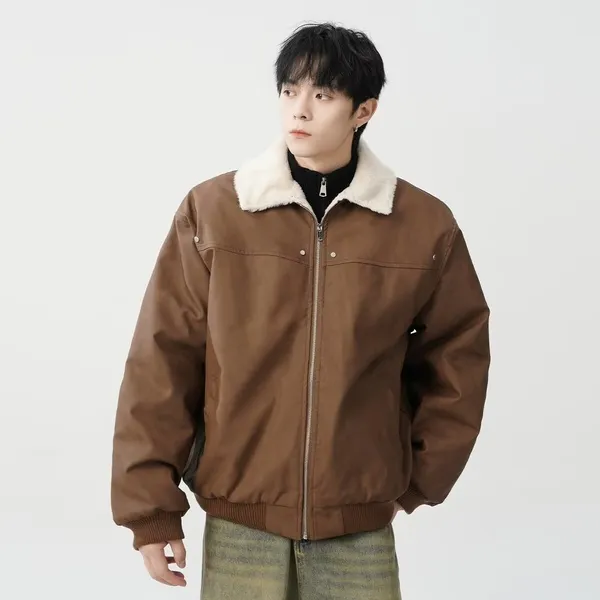 翻领短款厚款棉服棉衣复古保暖宽松百搭立领时尚冬季户外加厚