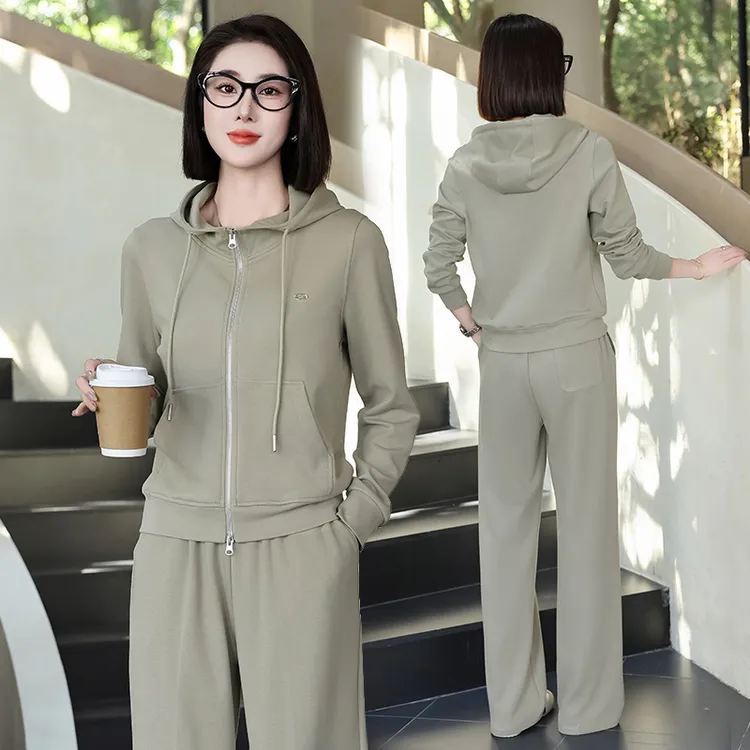 休闲运动套装宽松开衫大码运动服卫衣韩版显瘦休闲跑步服春秋2025