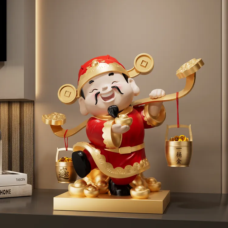 财神爷摆件开业礼物客厅玄关电视柜店铺收银台装饰品乔迁新居礼物