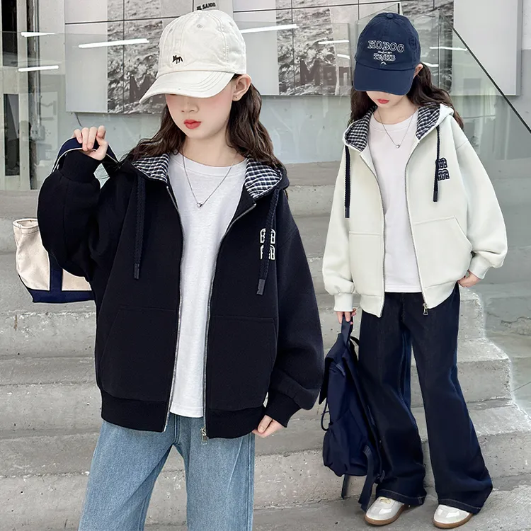 女童秋款连帽外套女孩中大童学生连帽时尚休闲学院风12-15岁初中 