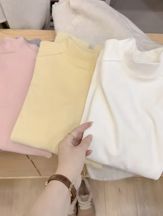 七言家升级版热可可  #慕斯绒插肩小立领保暖打底衫25新@