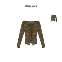 CatalpaLew「苔枝」墟生美学后现代东方多细节蕴染小衫#C52140