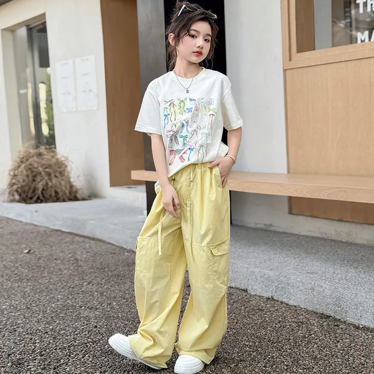 女童夏装6-12岁潮款洋气韩版大童套装夏季儿童休闲工装裤两件套潮