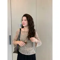 WenWen小个子韩版时尚不规则碎花长袖T恤2025秋季新款上衣4353