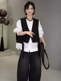 不规则飘带一粒扣马甲女2025秋季流行单品新款背心高级感气质上衣