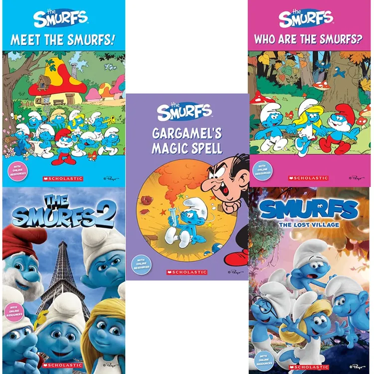 蓝精灵5本套装Smurfs动画电影英语分级读物原版学乐绘本赠送音频