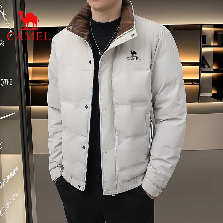 骆驼冬季保暖羽绒服白鸭绒男士秋冬短款立领加厚修身男装轻薄潮流