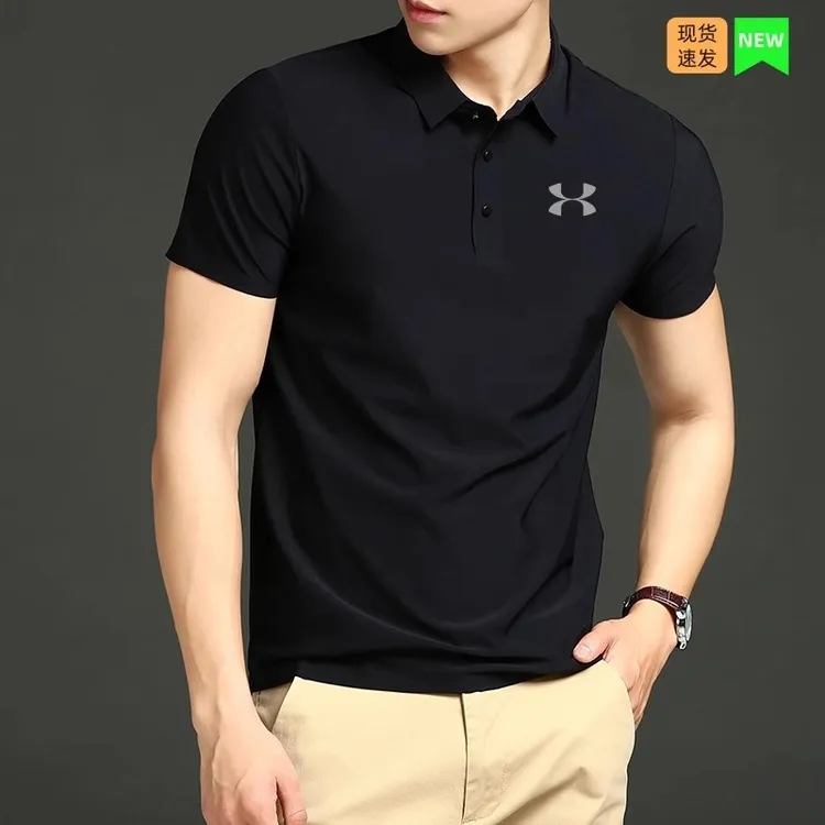 UA安德马polo衫T恤男士高弹冰丝宽松透气纯色薄款上衣时尚休闲
