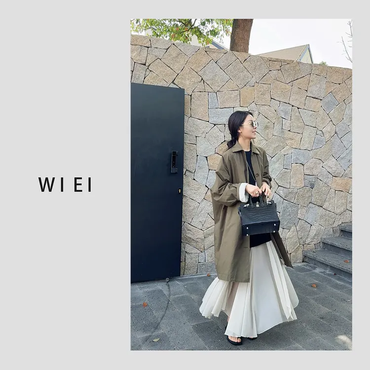 《WI EI》镇店招牌*巴恩风 高密棉 纸感肌理建筑廓形风衣 5C0298