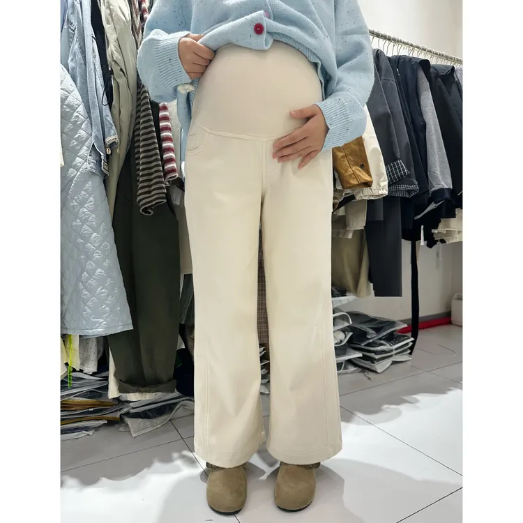 【实体店高品质】孕妈妈加绒加厚九分直筒阔腿裤托腹宽松加大弹力