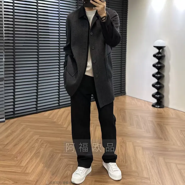 【阿福欧品】男士欧奢双面羊毛中长大衣