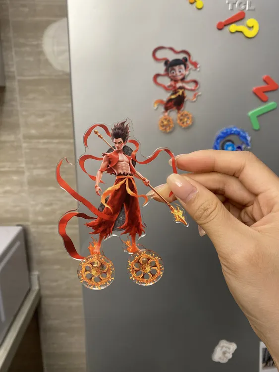 【00和猫】哪吒亚克力旋转冰箱贴卡通动漫敖丙结界兽磁铁磁性磁吸