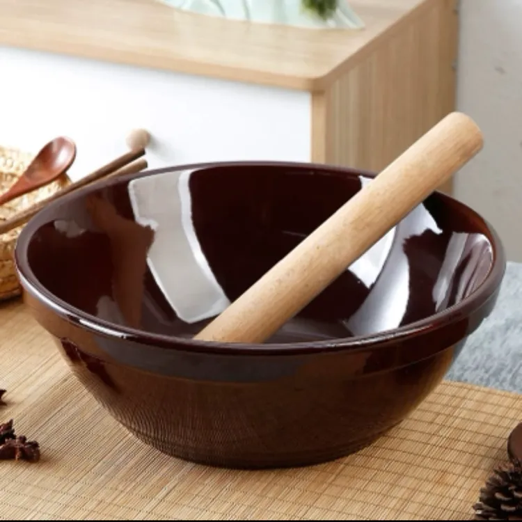 老式红釉和面盆陶瓷粗瓷和面盆晒酱盆