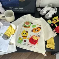春秋新款儿童假两件卡通立体长袖宝宝休闲体恤外穿百搭
