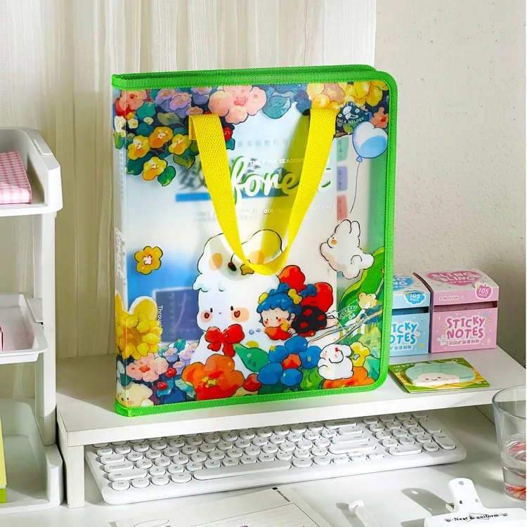 三年二班月光花园拉链文件袋防水科目袋资料整理A4试卷收纳袋 L2