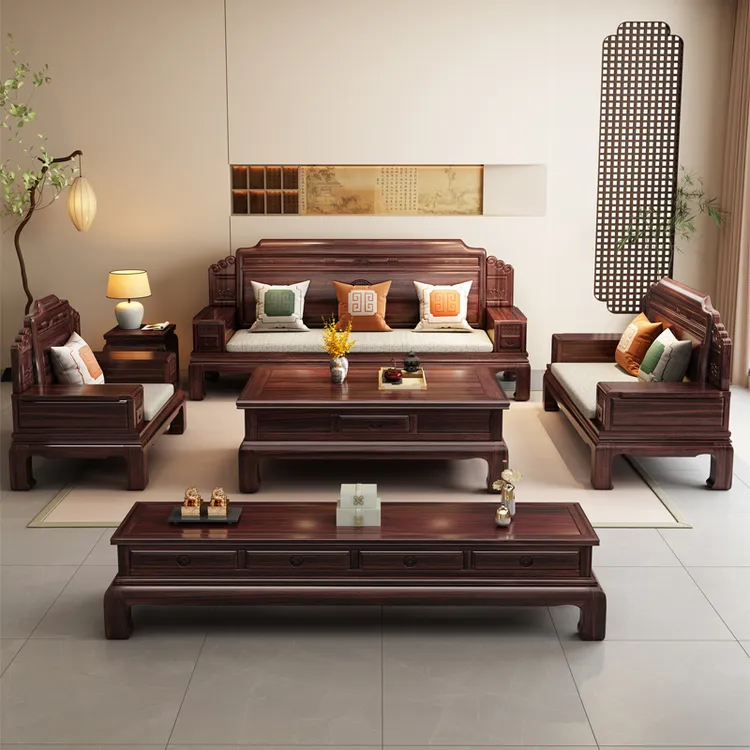 新中式古典沙发家用客厅冬夏两用贵妃转角仿古雕花国风高端家具