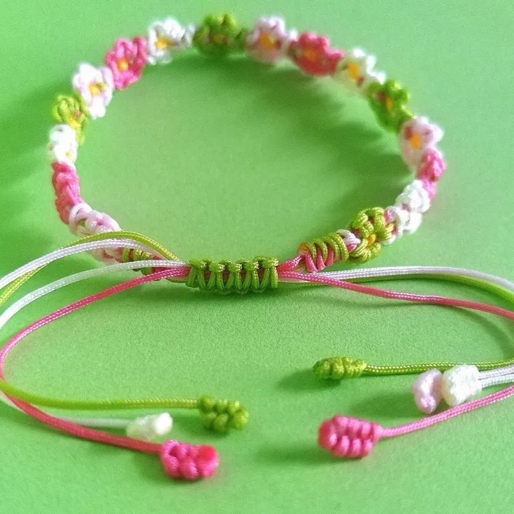 手工编织小雏菊手绳DIY闺蜜宝礼物自编成品