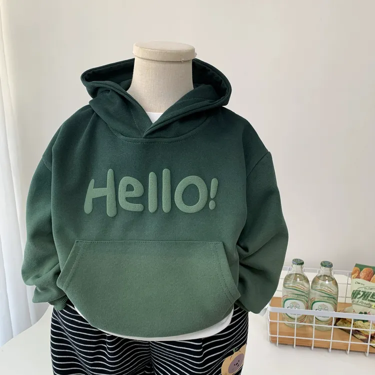 男童渐变卫衣2025春秋装新款儿童时尚字母连帽衫酷帅男孩休闲上衣