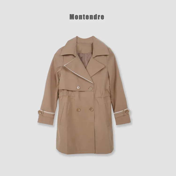 【MonTendre】秋季新款 P 时尚洋气法式翻领高腰女装气质中长款风衣