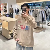 秋季印花T恤百搭时尚潮流休闲宽松圆领ins长袖 LF25259