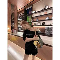 THREE GOOOD/三吉绵绵云朵棉麻质感斜肩针织蝙蝠袖罩衫Y725Y10841