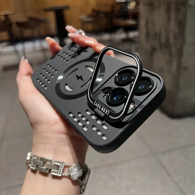 适用苹果16ProMax手机壳防摔15夏季14新款冰点透气磁吸支架散热壳