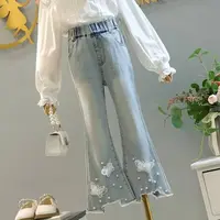 女童牛仔裤新款春秋儿童2025喇叭裤中大童网红韩版女孩裤子洋气潮