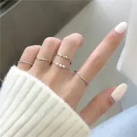 合金戒指 ins简约波浪形戒指个性指环小众设计感气质尾戒指套装