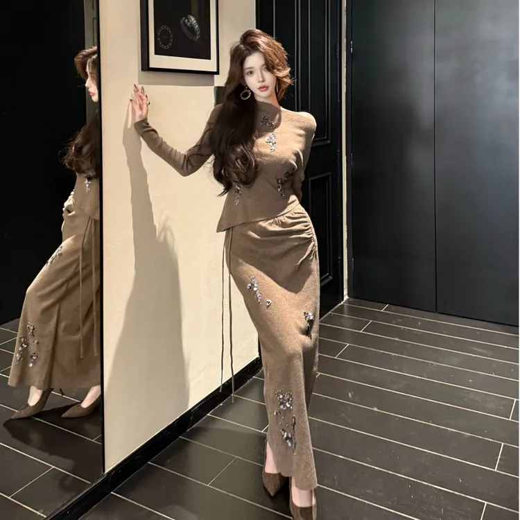 GUIDIGUDI【咖调性感】秋冬休闲氛围感两件套套装冬天洋气/黄加蓝