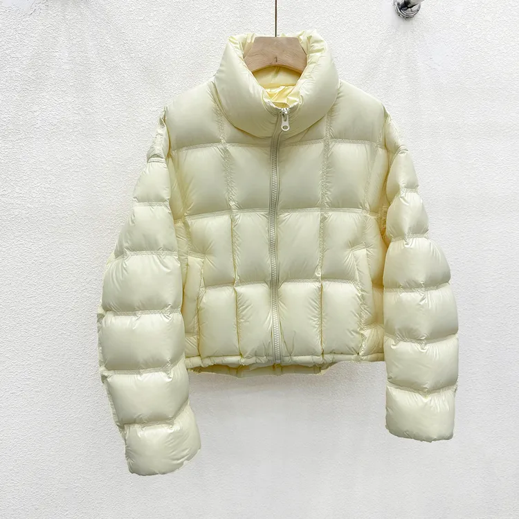 90白鸭绒立领羽绒服女短款冬装2025新款小个子冬季外套休闲面包服