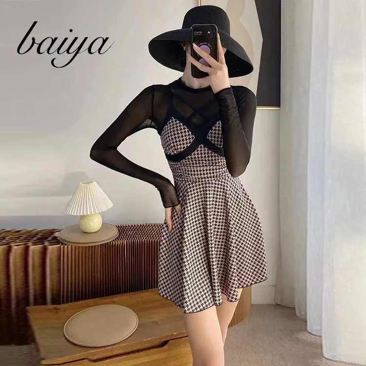 甜美气质小个子辣妹纯欲初恋风收腰连衣裙吊带夏日女温泉泳衣