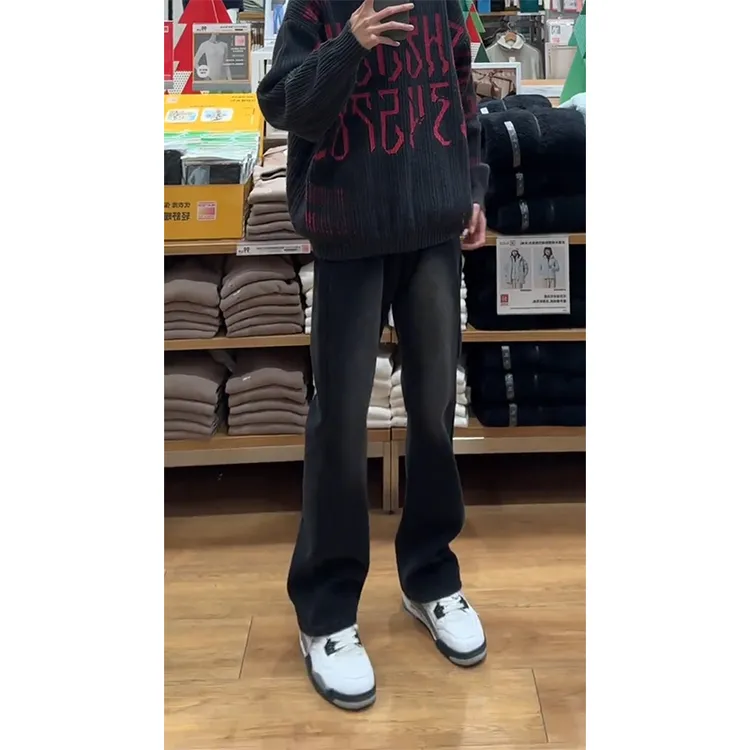 青少年牛仔裤男款痞帅高级感显瘦美式高街vibe裤子窄版显瘦直筒裤