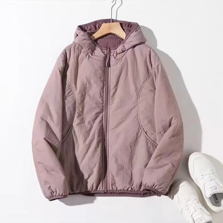 小暖炉！25新款冬季两面穿纯色休闲棉服保暖显瘦加厚休闲连帽棉衣