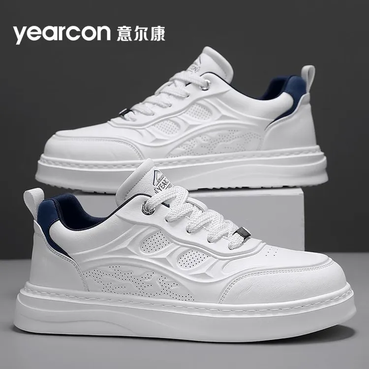 意尔康男鞋小白鞋2025新款夏季透气爆款百搭厚底增高男士休闲板鞋
