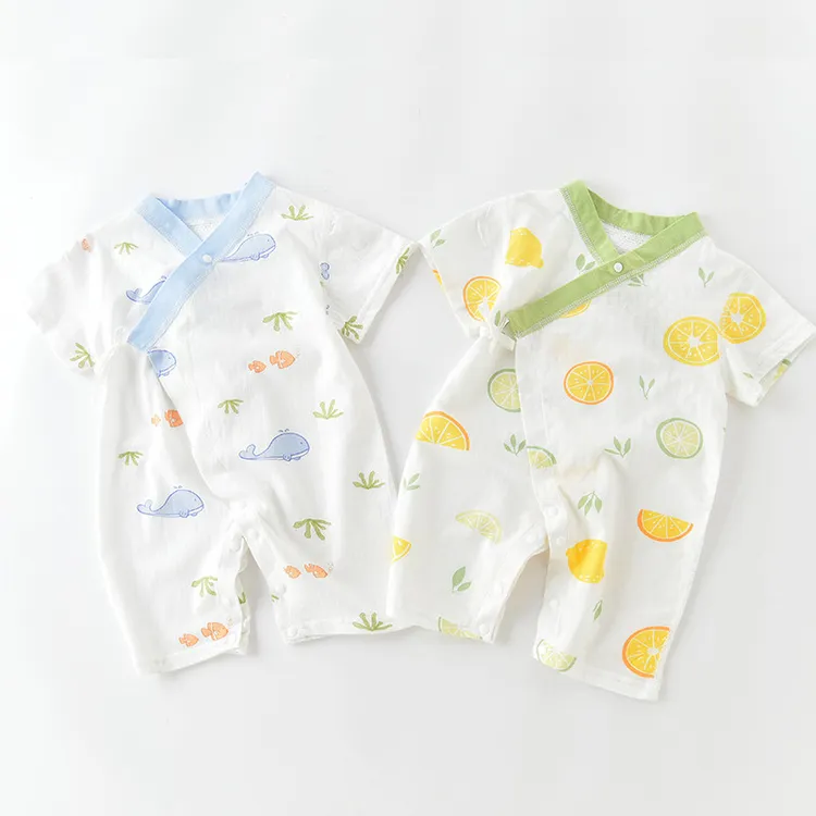 婴儿衣服夏天短袖连体衣薄款新生儿和尚服护肚哈衣宝宝纯棉夏装