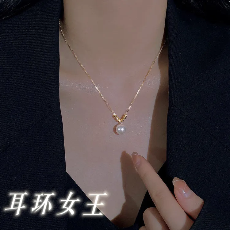链子925银仿珍珠 项链女款纯银 s925纯银施家单颗珍珠项链高级感