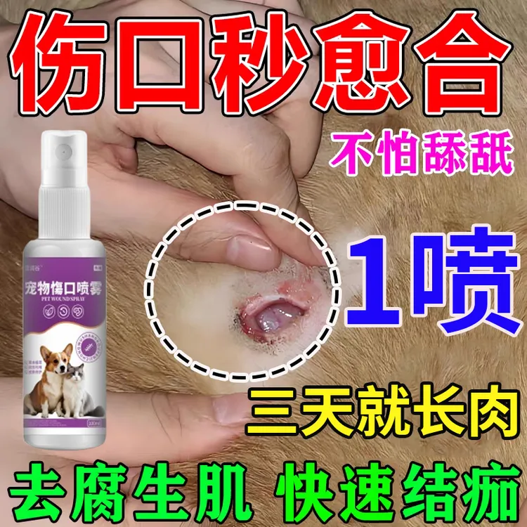 狗狗皮掉了伤口露肉化脓腐烂怎么办发炎消炎愈合外用快速愈合喷剂