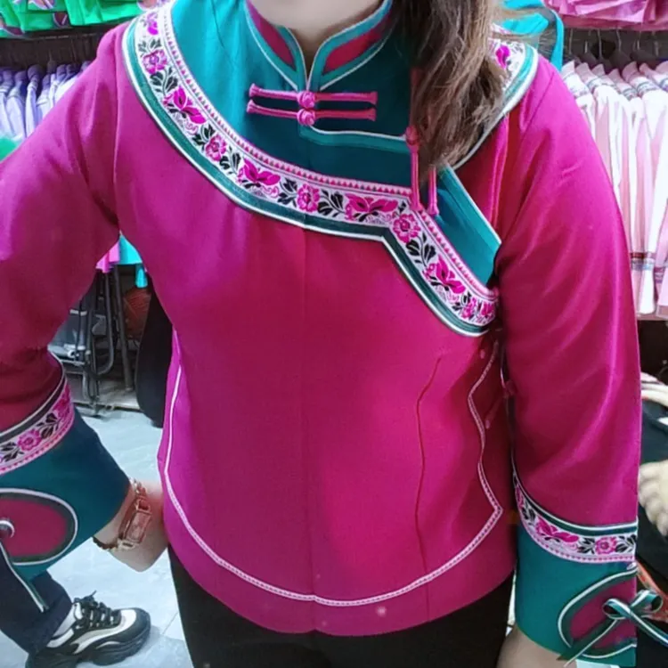 广西壮族布依族民族风立领盘扣原创设计上衣