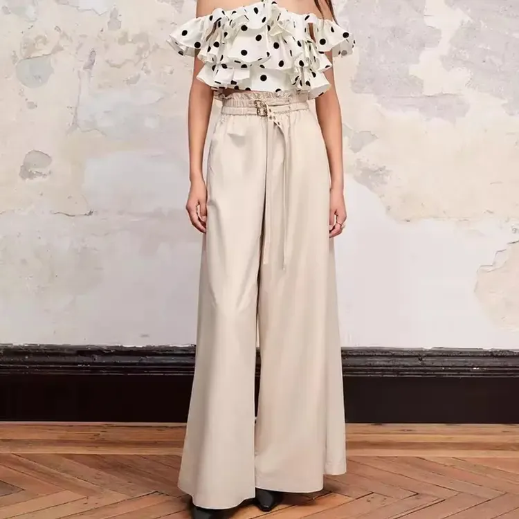 MAXRIENY复古芭蕾老板垂坠感阔腿裤秋长裤宽松