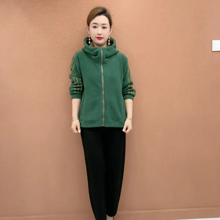 双面奥粒绒秋冬女装简单款式休闲显瘦保暖防风连帽卫衣外套运动