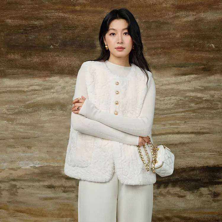 2025新款春季外穿马甲女皮毛一体毛绒爆款春天外穿坎肩背心女4132