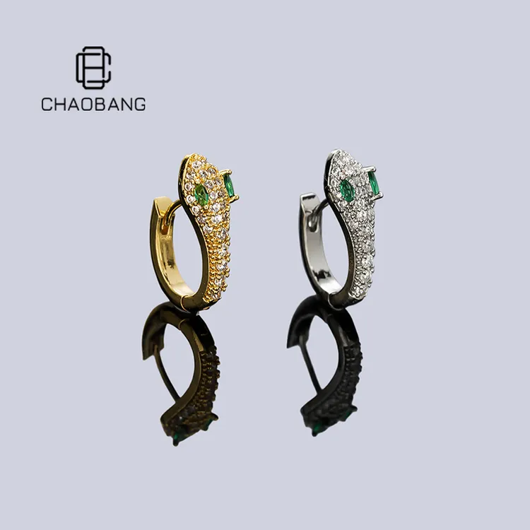 chaobang/潮邦 铜合金锆石耳饰 镶钻蛇形耳环小众耳饰高级感耳圈
