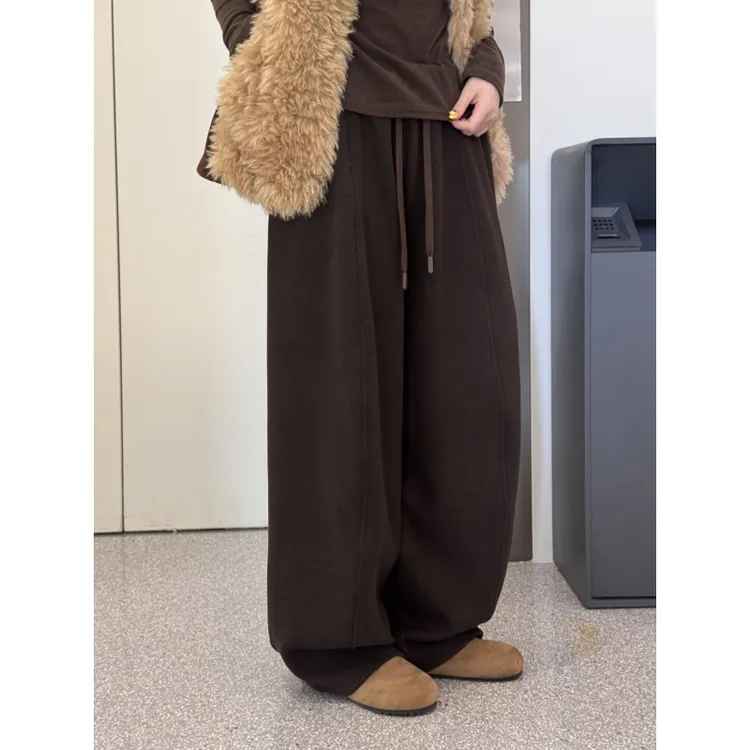 中性风南瓜裤垂感阔腿裤秋冬加绒加厚休闲裤