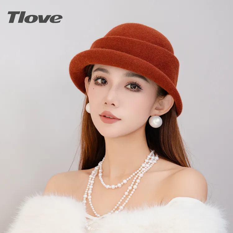 9874时尚韩版百搭羊毛小礼帽女士秋冬季新款洋气减龄简约短檐盆帽
